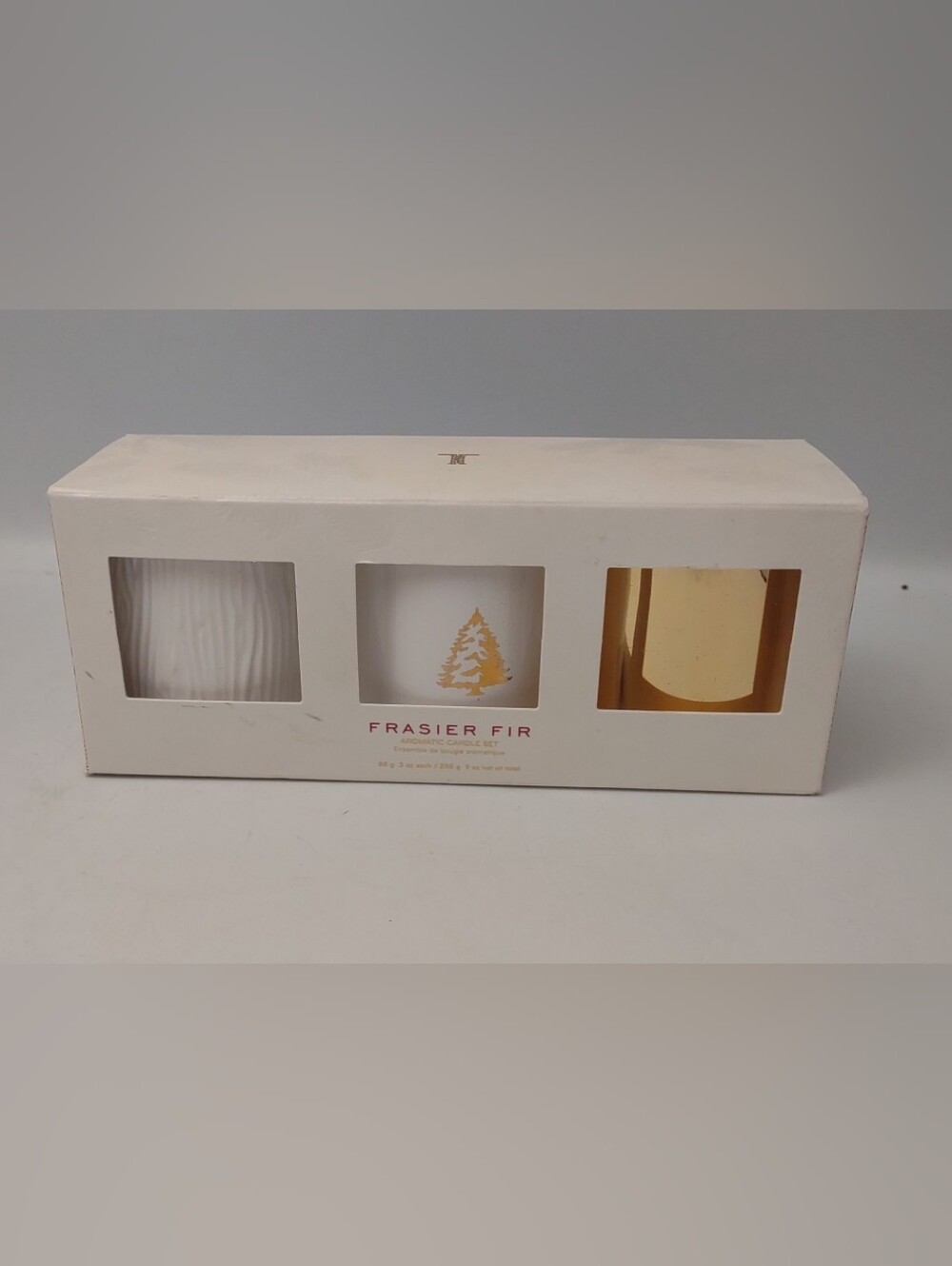 Thymes Frasier Fir Gilded Poured Aromatic Candle Trio Set Ceramic Cream & Gold